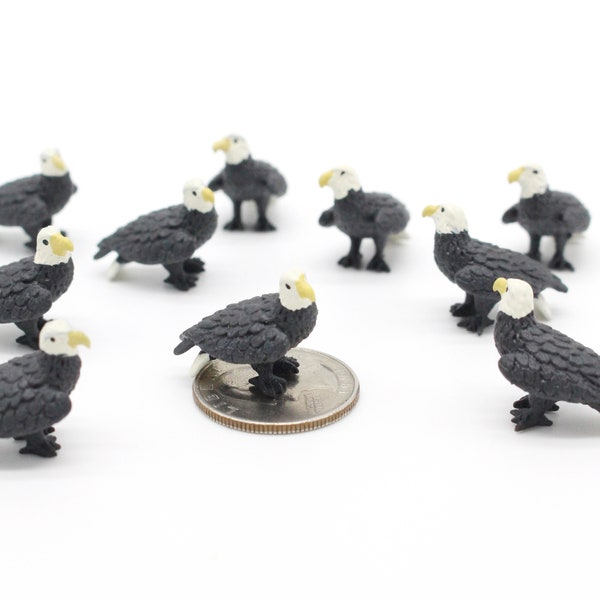 Set of Miniature Eagles - Mini Bald Eagle - Terrarium Supplies - Teeny Tiny Pack of Birds Diorama Supplies Soap Making READY TO SHIP!