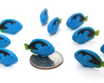 Set of Miniature Fish - Mini Blue Tangs - Dory - Terrarium Supplies - Teeny Tiny Pack of Fish - Diorama Supplies Soap Making  READY TO SHIP!