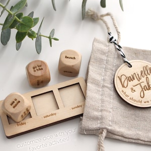 Personalized Weekend Dice - 5th Anniversary Gift - Custom Wooden Engraved Date Night Dice Gifts for the Couple Engagement Wedding Gift