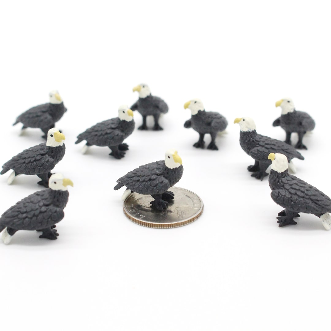 Set of Miniature Eagles Mini Bald Eagle Terrarium Supplies Teeny Tiny