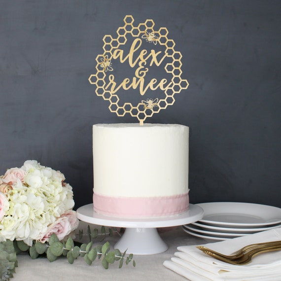 Personalized Modern Rustic Honey Bee Bumblebee Wedding Cake Etsy