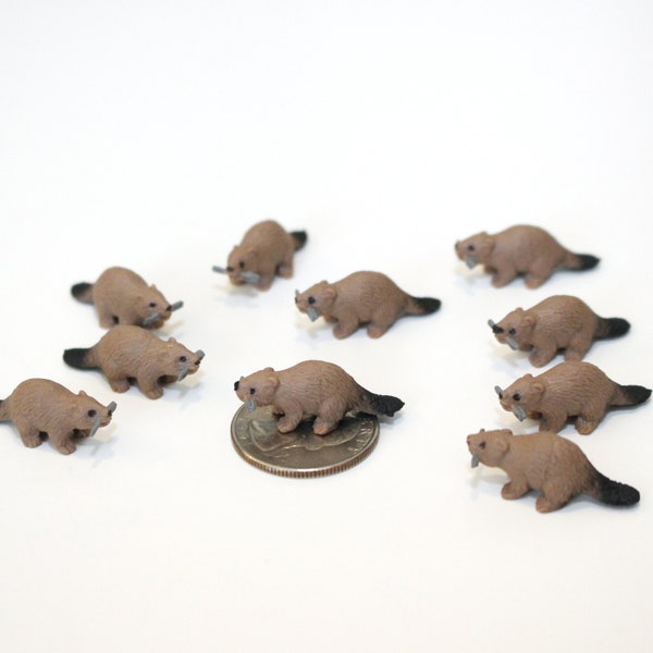 Set of Miniature Beavers - Mini Beaver - Terrarium Supplies - Teeny Tiny Pack of Beavers - Diorama Supplies Soap Making - READY TO SHIP!