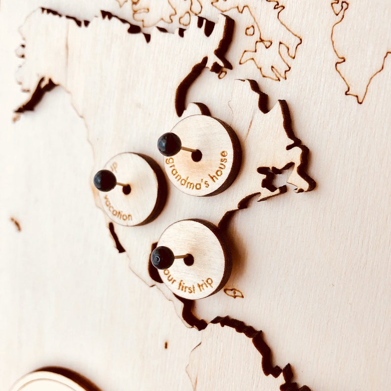 12 Mini Wood Custom Colored Map Pins Map Markers Push Pins Etsy