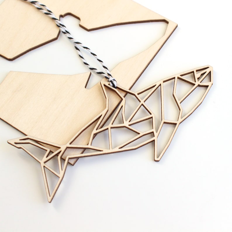 Modern Geometric Great White Shark Meg Megladon Baby Shark Animal Christmas Ornament Gift Stocking Tag \u2013 Personalized