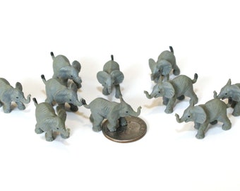 Set of Miniature Elephants - Mini Elephants - Terrarium Supplies - Teeny Tiny Pack of Elephants Diorama Supplies Soap Making READY TO SHIP!