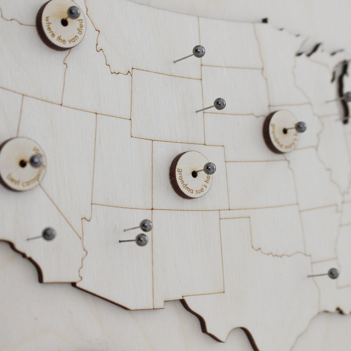12 Mini Wood Custom Colored Map Pins Map Markers Push Pins - Etsy