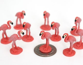 Set of Miniature Flamingos - Mini Flamingo - Terrarium Supplies - Teeny Tiny Pack of Flamingos Diorama Supplies Soap Making - READY TO SHIP!