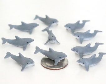 Set of Miniature Dolphins - Mini Dolphin - Terrarium Supplies - Teeny Tiny Bottlenose Dolphin - Diorama Supplies Soap Making READY TO SHIP!