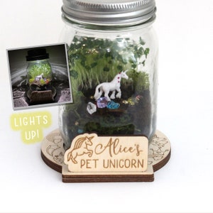 DIY Unicorn Terrarium Kit Crafts for Kids Light Up Terrarium Mason Jar Solar Lid Terrarium Mason Jar Kit DIY Craft Kit Pegasus image 1