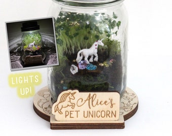 DIY Unicorn Terrarium Kit - Crafts for Kids - Light Up Terrarium - Mason Jar Solar Lid Terrarium - Mason Jar Kit - DIY Craft Kit - Pegasus