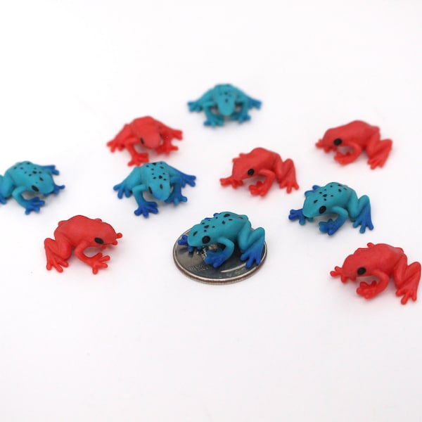 Set of Miniature Frogs - Mini Poison Arrow Dart Frogs Terrarium Supplies Teeny Tiny Pack of Frogs Diorama Supplies Soap Making READY TO SHIP