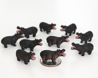 Set of Miniature Hippos - Mini Hippopotamus - Terrarium Supplies - Teeny Tiny Pack of Hippos - Diorama Supplies Soap Making - READY TO SHIP!