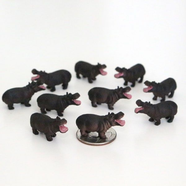 Set of Miniature Hippos - Mini Hippopotamus - Terrarium Supplies - Teeny Tiny Pack of Hippos - Diorama Supplies Soap Making - READY TO SHIP!