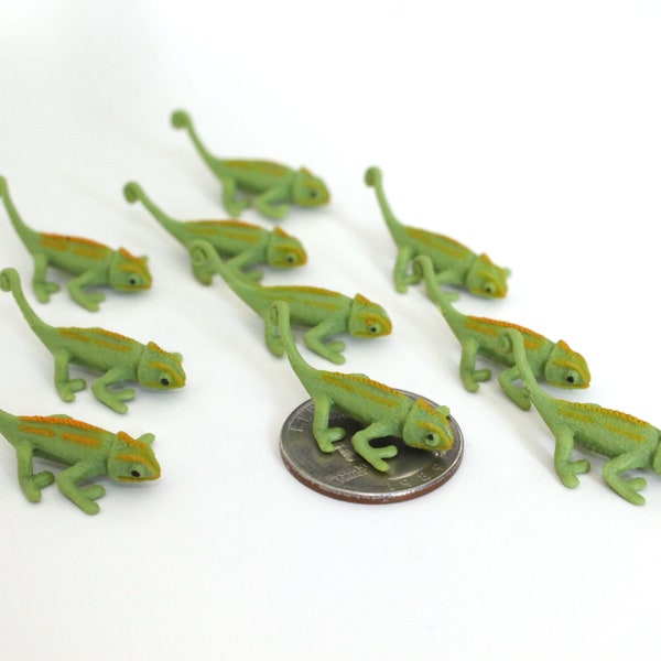 Set of Miniature Chameleon - Mini Lizards - Terrarium Supplies - Teeny Tiny Veiled Chameleons Diorama Supplies Soap Making READY TO SHIP!