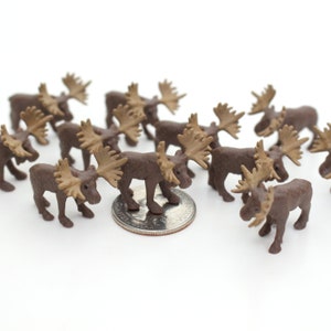 Set of Miniature Moose - Mini Moose - Terrarium Supplies - Teeny Tiny Pack of Moose -  Soap Making - Diorama Supplies - READY TO SHIP!