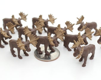 Set of Miniature Moose - Mini Moose - Terrarium Supplies - Teeny Tiny Pack of Moose -  Soap Making - Diorama Supplies - READY TO SHIP!