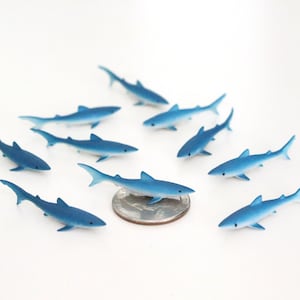 Set of Miniature Sharks - Mini Blue Shark - Terrarium Supplies - Teeny Tiny Pack of Sharks - Diorama Supplies Soap Making - READY TO SHIP!