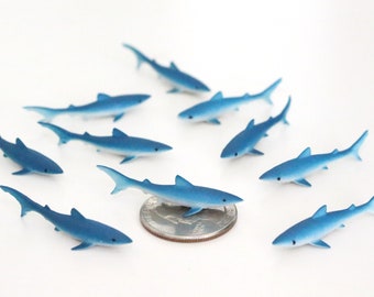 Set of Miniature Sharks - Mini Blue Shark - Terrarium Supplies - Teeny Tiny Pack of Sharks - Diorama Supplies Soap Making - READY TO SHIP!