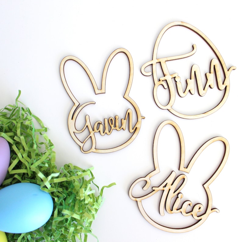 Personalized Easter Basket Bunny Rabbit Tag Easter Basket Name Charm Easter Decor Easter Basket Filler afbeelding 6