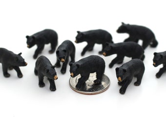 Set of Miniature Bears - Mini Black Bears - Terrarium Supplies - Teeny Tiny Pack of Bears - Diorama Supplies Soap Making - READY TO SHIP!