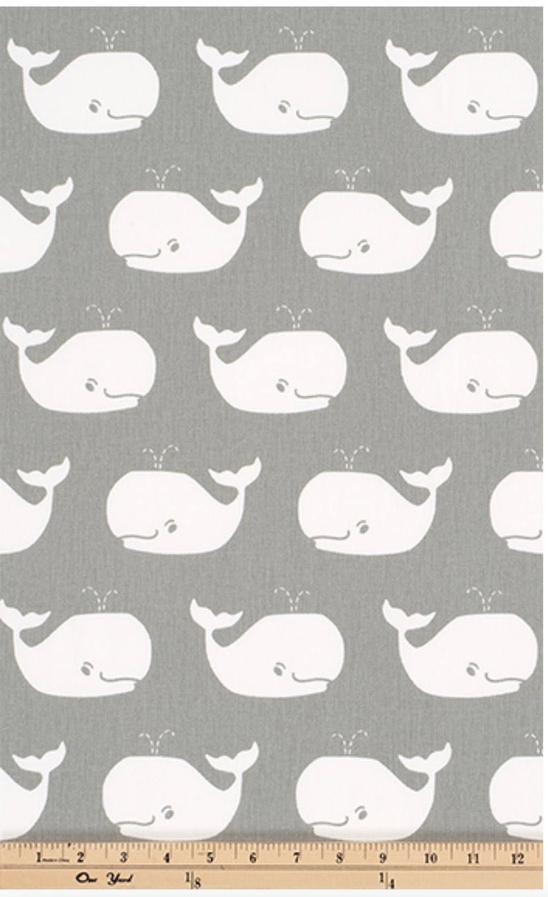 Premier Prints Whale Tales Storm Gray with White Whales Valance Curtain choose your color option Baby Nursery