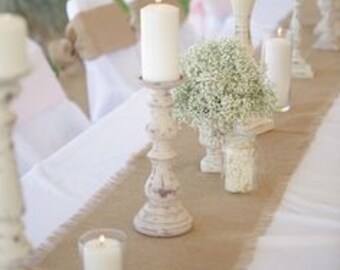 Burlap Table Runner and Placemats - Rustic Fringed Edged - Natural Jute Tan - Primitive - Country