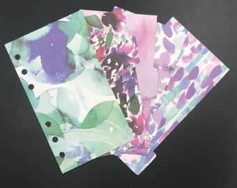 Conjunto de 5 divisores planificador personales o con pestañas de bolsillo REVERSIBLE / acuarela / envío libre