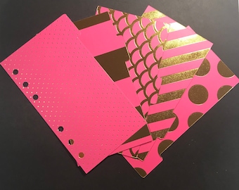 Rosa & Oro / Conjunto de 5 Divisores Planificador de Pestañas - Tamaño Personal o de Bolsillo
