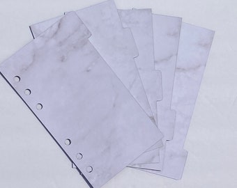 Mármol / Conjunto de 5 Tab Planner Divisores Personales o Bolsillo