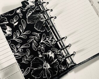 Negro & Blanco Gráfico Audaz Floral / Conjunto de 3 Tab Top Planner Dividers / Envío Gratis