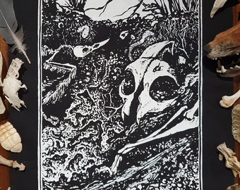 Back Patch sew-on Cold Cold Ground ~ Animal bones,Taxidermy,Punk patch,Goth fashion,Crust Punk,Rebirth,Nature,Death,Gothic Horror,Life cycle