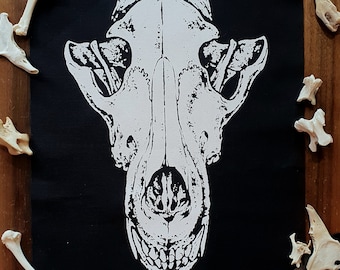 Back Patch WOLF SKULL: White, Red ~ Taxidermy,Crust Punk,Goth Fashion,Skull,Bones,Anatomy,Dark Strega,NuGoth,Metal head,Headbanger,Osteology