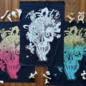 Parche trasero psicodélico punk Brain Swivel: ¡arte anatómico y rarezas de la moda alternativa!