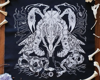 MUTATE ETERNAL monster Back Patch, Hand Printed Cotton (Sew-on) Death Metal Punk Fashion