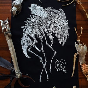 Sew-on Back-Patch ~ WRETCHED CHAOS ~ Punk fashion, Hand printed lightweight cotton ~ White, Red or Blue versions