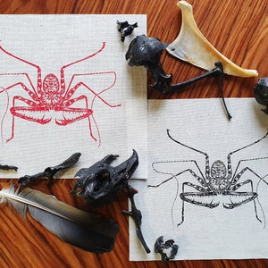 Sew-on Patch ~ WHIP SCORPION white version ~ Punk fashion, Hand printed lightweight cotton ~ Red or Black design
