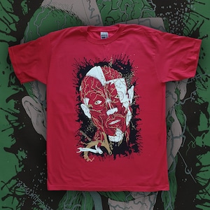 Tee-shirt Red FRAGMENTED: Screen print~ dissection,anatomy,Lovecraft,horror punk,Crust punk,Gothic,gore,hammer horror,Skull,metal,Gothic