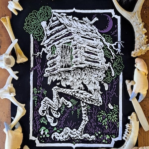 Écusson à coudre dans le dos ~ BABA YAGA ~ Mode punk, coton léger imprimé à la main ~ Rouge, violet ou bleu