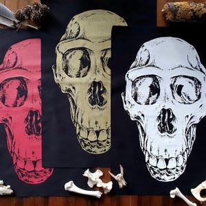Bonobo Skull Back Patch: Hand-Printed Punk Fashion Applique
