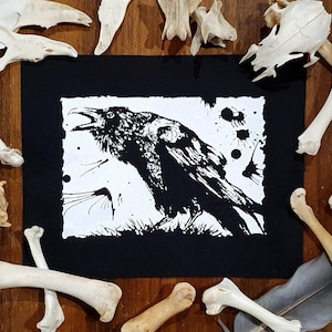 Back-Patch sew-on CROW CALL ~ Wild Animal,Crow,Murder,Raven,Punk,Goth,Crust,Corvid Bird,Nature,Death,Metal,Gothic Horror,Wildlife,Birds,Poe