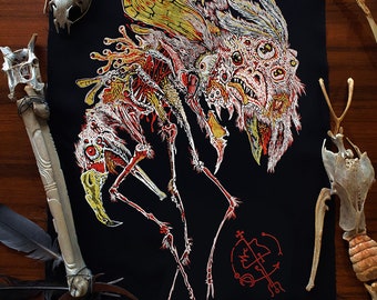 Parche trasero WRETCHED CHAOS (versión de color de lujo) Estampado a mano Estilo punk