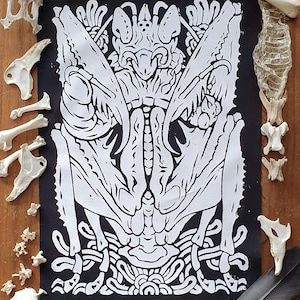Opgenaaide rugpatch MANTIS GUARDIAN: 6 kleuropties! ~ heks, indie, punk, gothicmode, heavy metal, insect, insect, korstpunker, wicca, dieren in het wild, jas