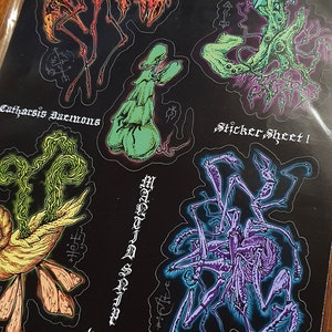 CATHARSIS DÄMONEN: Sticker Bogen 1 ~ Dämonisch,Okkult,Dämonologie,Chaosmagie,Metal Head,Eldrich,Cosmic Horror,Crust Punk, Monster Punk,Gross