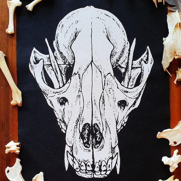 sew-on RACCOON SKULL patch black anatomy patch taxidermy patch punk patch goth fashion predator patch bone skull patch death metal patch