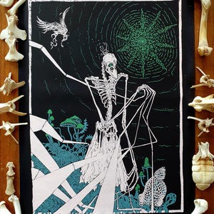 Sew-on Back-Patch ~ MYCELIAL DEATHBIRD ~ Red or Green versions