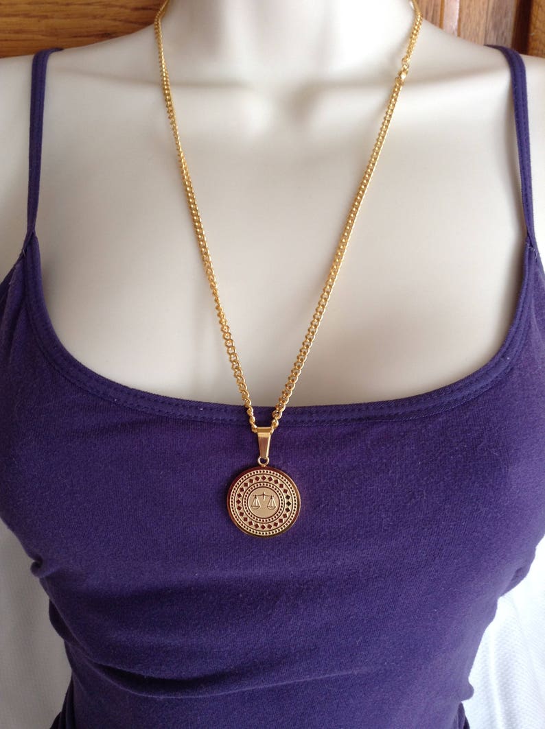 Gold Plated Scales of Justice Pendant Necklace Men Unisex Etsy