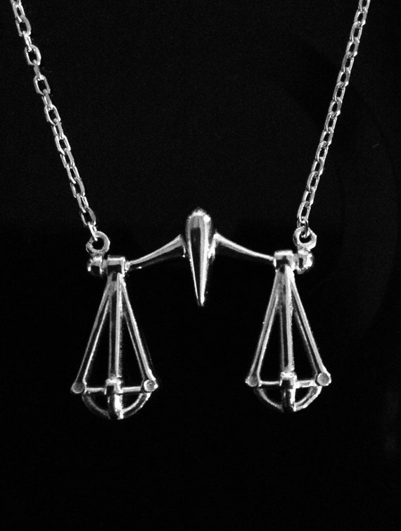 PJco Scales of Justice Necklace Sterling Silver Stamped Etsy