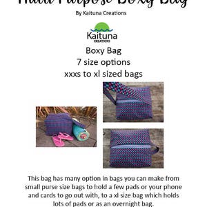 Boxy Bag, 7 sizes in pattern set, PDF Bag Pattern Set, Kaituna Creations