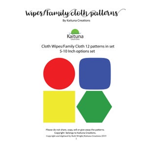 Puede incluir: Una descarga digital de 12 patrones para toallitas de tela o paños de familia. Los patrones son de varias formas, incluyendo círculos, cuadrados y diamantes. Los patrones están disponibles en tamaños que van de 5 a 10 pulgadas.