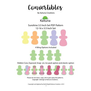 Sunshine, 12-16 x 3.5 inches, Convertibles, Postpartum Ice Pad Pattern, Snap-on Pattern, PDF Pad Pattern Set, Kaituna Creations